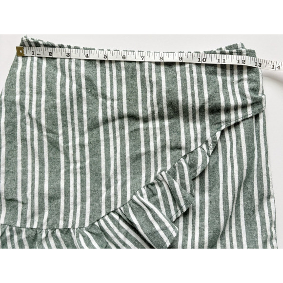 Princess Polly Size 4 Striped Wrap Ruffle Mini Skirt | Green White Zip Feminine - Picture 9 of 10